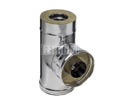 Ferrum GS сэндвич-тройник 90° (430/0,5мм + нерж.) Ф80х160