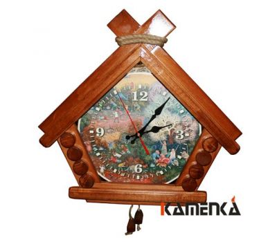 Часы Домик "На охоте (ЛИПА МОРЕНАЯ)