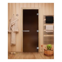 Стеклянная дверь для бани Doorwood Эталон Матовая Бронза 