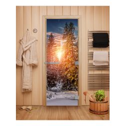Стеклянная дверь для бани Doorwood  Эталон с фотопечатью 