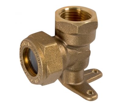 Угольник латунный IWS 15 х 1/2" EF с креплением