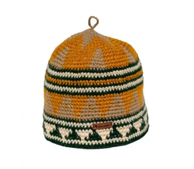 Шапка вязаная для бани Woodson Viking, орнамент, без косичек (жёлтый)