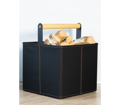 Дровница Stockholm в экокоже, чёрный