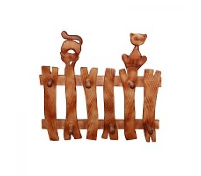 Вешалка Коты на заборе, липа