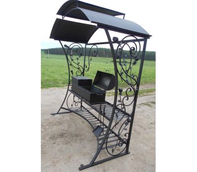 Кованый мангал-барбекю с крышей КР-14, сталь 5 мм Кованый мангал-барбекю с крышей КР-14, сталь 5 мм