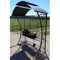 Кованый мангал-барбекю с крышей КР-9-2, сталь 5 мм